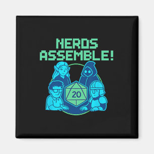 Nerds Embleem Bordspel Dobbelsteen Pixel Gamer Ont Magneet