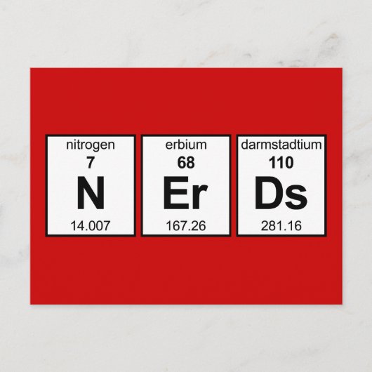 NErDs Periodieke Tabel Briefkaart (Voorkant)