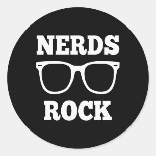 Nerds Rock T-shirt Gamer Geek Leuk Cute Nerd Shirt Ronde Sticker