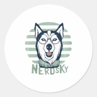 Nerdsky Classic Husky Funny Dog Ronde Sticker