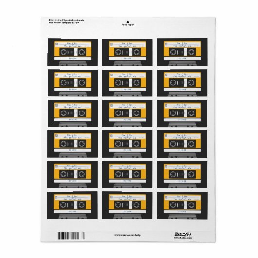 Nerdy 1980's Cassettebandje Gift Labels Stickers (Full Sheet)