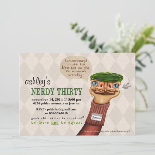 Nerdy 30  Dertigste verjaardag Uitnodiging (Staand voorkant)