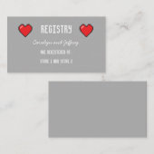 Nerdy 8-bit hart bruiloft registratiekaart informatiekaartje (Voorkant / Achterkant)