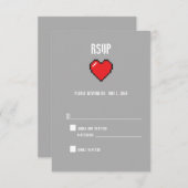 Nerdy 8 bit hart RSVP (Voorkant / Achterkant)