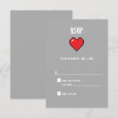Nerdy 8 bit hart RSVP Kaartje (Voorkant / Achterkant)