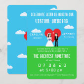 Nerdy 8-bits Bride & Groom Virtual Wedding Invites Save The Date (Voorkant / Achterkant)
