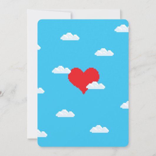 Nerdy 8-bits Bride & Groom Virtual Wedding Invites Save The Date (Achterkant)