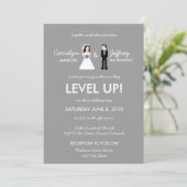 Nerdy 8-bits Bride & Groom Wedding Invitation Kaart (Staand voorkant)