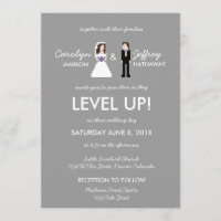 Nerdy 8-bits Bride & Groom Wedding Invitation