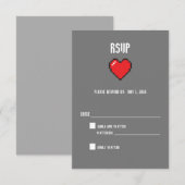 Nerdy 8-bits hartritme RSVP kaartje (Voorkant / Achterkant)