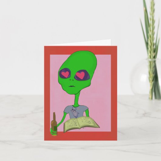 Nerdy Alien in Love Valentijnsdag Kaart (Voorkant)