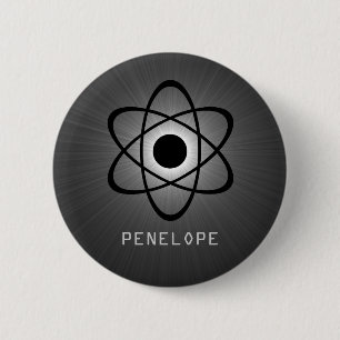 Nerdy Atomic Button, grijs Ronde Button 5,7 Cm