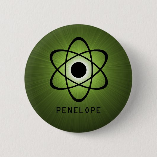 Nerdy Atomic Button, groen Ronde Button 5,7 Cm (Voorkant)