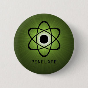 Nerdy Atomic Button, groen Ronde Button 5,7 Cm