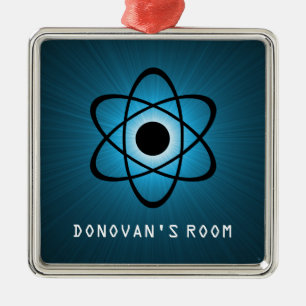 Nerdy Atomic Door Hanger Ornament, blauw Metalen Ornament