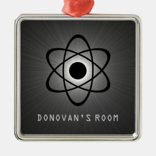 Nerdy Atomic Door Hanger Ornament, grijs Metalen Ornament