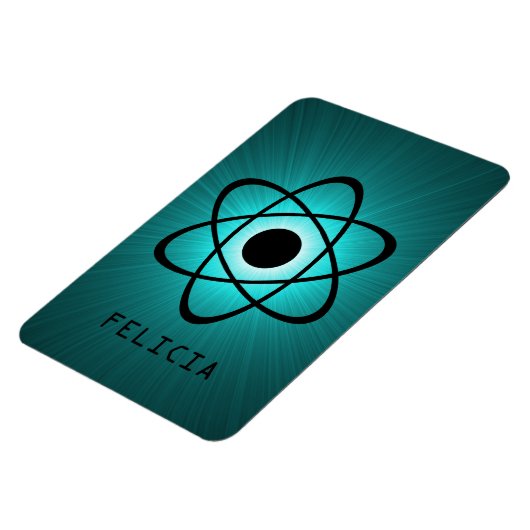 Nerdy Atomic Premium Magnet, Blauwgroen Magneet (Linkerzijde)