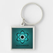 Nerdy Atomic Premium Sleutelhanger, Blauwgroen Sleutelhanger (Voorkant)
