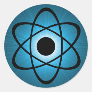Nerdy Atomic Stickers, blauw Ronde Sticker