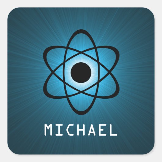 Nerdy Atomic Stickers, blauw Vierkante Sticker (Voorkant)