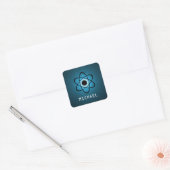 Nerdy Atomic Stickers, blauw Vierkante Sticker (Envelop)