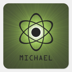 Nerdy Atomic  Stickers, groen Vierkante Sticker
