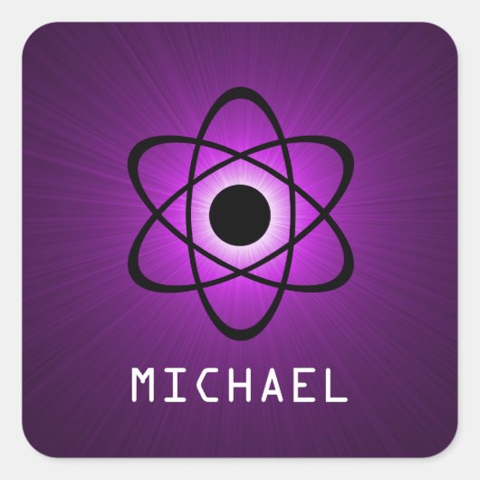 Nerdy Atomic  Stickers, Paars Vierkante Sticker (Voorkant)