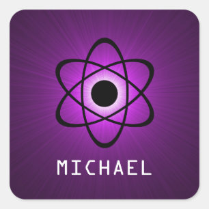 Nerdy Atomic  Stickers, Paars Vierkante Sticker