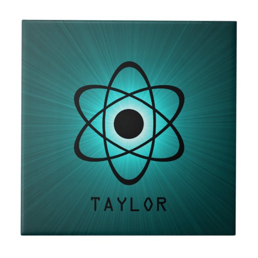 Nerdy Atomic Tegel, Blauwgroen Tegeltje (Voorkant)