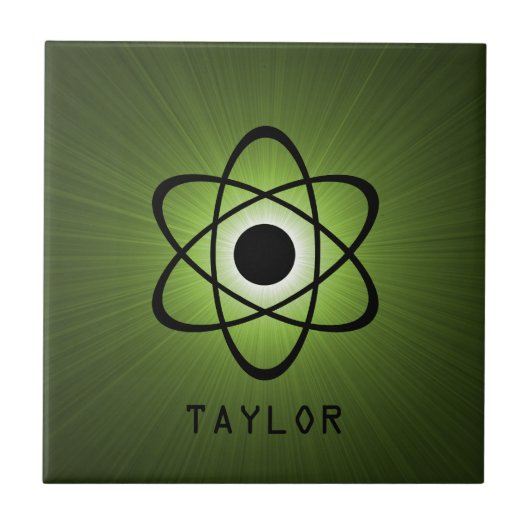 Nerdy Atomic Tegel, groen Tegeltje (Voorkant)