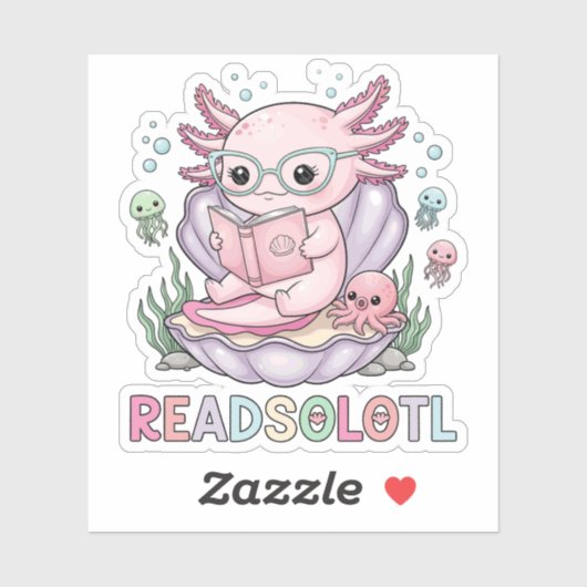 Nerdy Axolotl Leesboek Sticker (Vel)