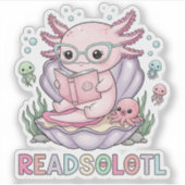 Nerdy Axolotl Leesboek Sticker (Voorkant)