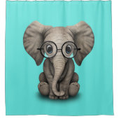 Nerdy Baby Elephant Wearing Glasses Douchegordijn (Voorkant)