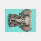 Nerdy Baby Elephant Wearing Glasses Fleece Deken (Voorkant (Horizontaal))