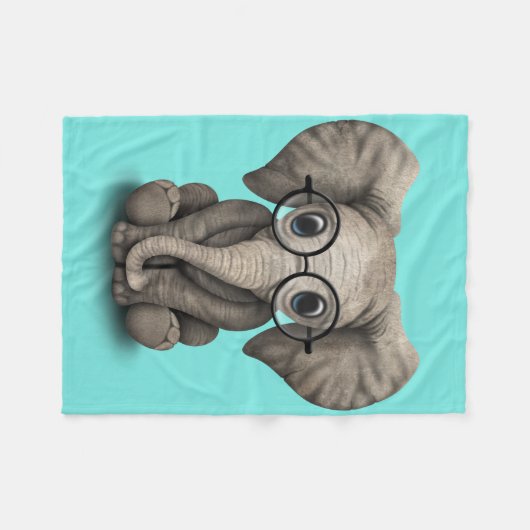 Nerdy Baby Elephant Wearing Glasses Fleece Deken (Voorkant (Horizontaal))