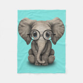 Nerdy Baby Elephant Wearing Glasses Fleece Deken (Voorkant)