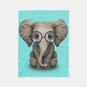 Nerdy Baby Elephant Wearing Glasses Fleece Deken