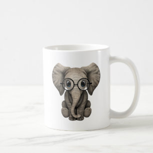 Nerdy Baby Elephant Wearing Glasses Koffiemok