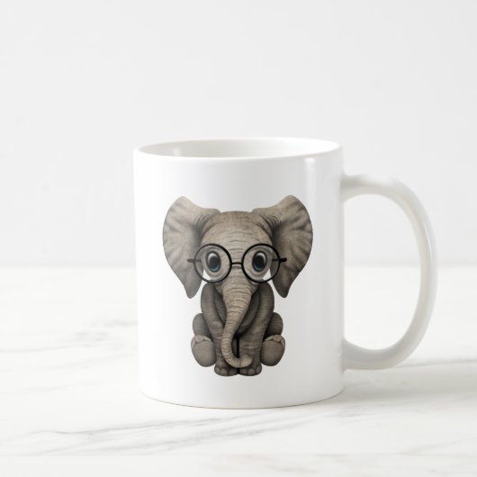 Nerdy Baby Elephant Wearing Glasses Koffiemok (Rechts)