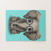 Nerdy Baby Elephant Wearing Glasses Legpuzzel (Horizontaal)