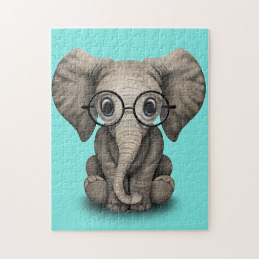 Nerdy Baby Elephant Wearing Glasses Legpuzzel (Verticaal)