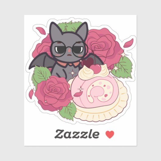 Nerdy Bat en Roze Zwitserse Rol Sticker (Vel)