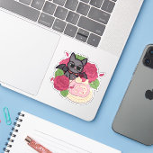 Nerdy Bat en Roze Zwitserse Rol Sticker (Laptop met iPhone)