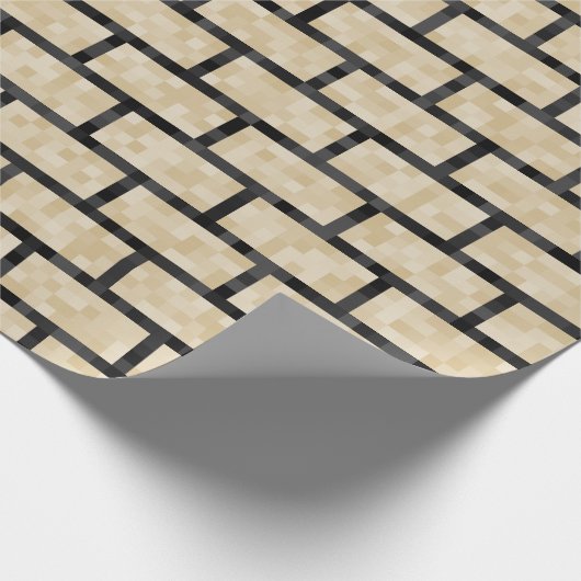 Nerdy, Beige Pixelated 8-bits stijlpatroon Cadeaupapier (Hoek)