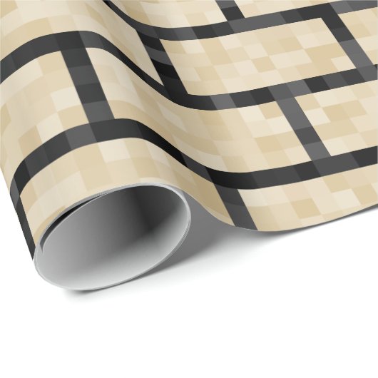Nerdy, Beige Pixelated 8-bits stijlpatroon Cadeaupapier (Rol Hoek)