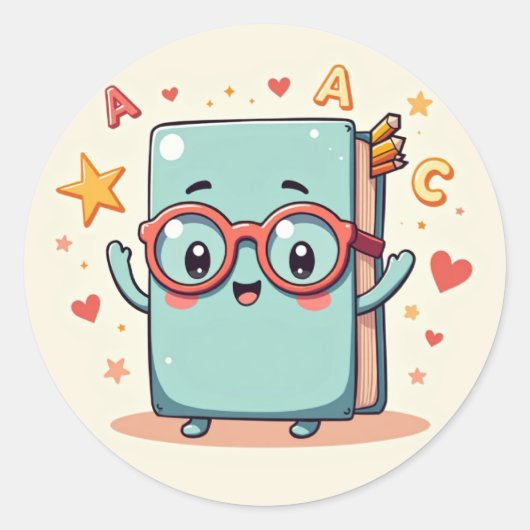 Nerdy Book Buddy – Kawaii Boek Sticker (Voorkant)