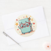 Nerdy Book Buddy – Kawaii Boek Sticker (Envelop)