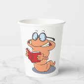 Nerdy Bookworm leest een boek Papieren Bekers (Voorkant)