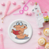 Nerdy Bookworm leest een boek Papieren Bordje (Feest)