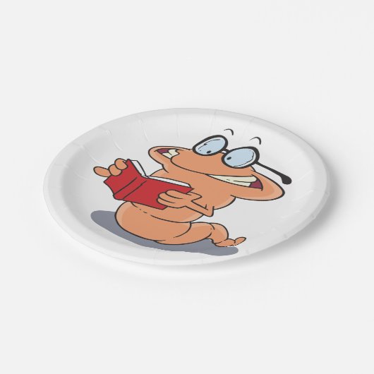 Nerdy Bookworm leest een boek Papieren Bordje (Gekanteld)